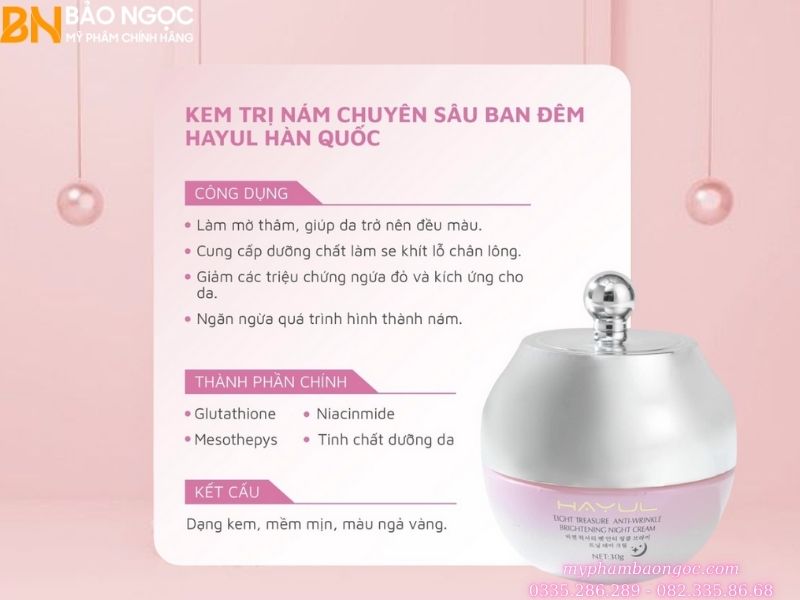 BỘ MỸ PHẨM HAYUL TRỊ NÁM TÀN NHANG DƯỠNG TRẮNG DA HÀN QUỐC
