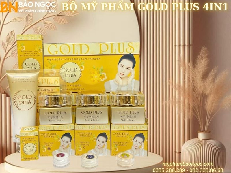 BỘ MỸ PHẨM TRỊ NÁM DƯỠNG TRẮNG DA GOLD PLUS 4IN1 HÀN QUỐC