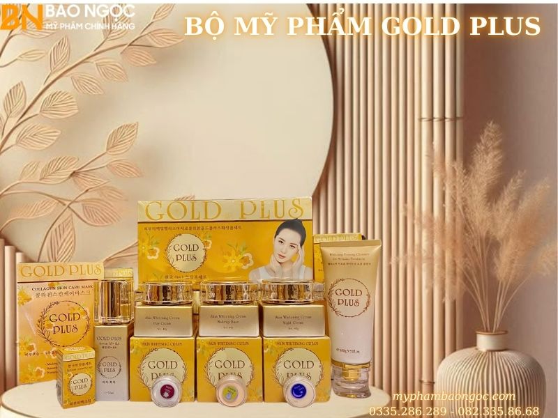 BỘ MỸ PHẨM DƯỠNG TRẮNG DA MỜ NÁM GOLD PLUS HÀN QUỐC 5IN1