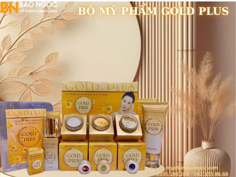 BỘ MỸ PHẨM DƯỠNG TRẮNG DA MỜ NÁM GOLD PLUS HÀN QUỐC 5IN1