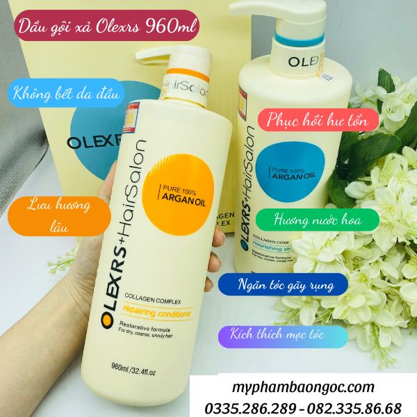 CẶP DẦU GỘI XẢ OLEXRS ARGAN OIL COLLAGEN HAIR SALON 960ML