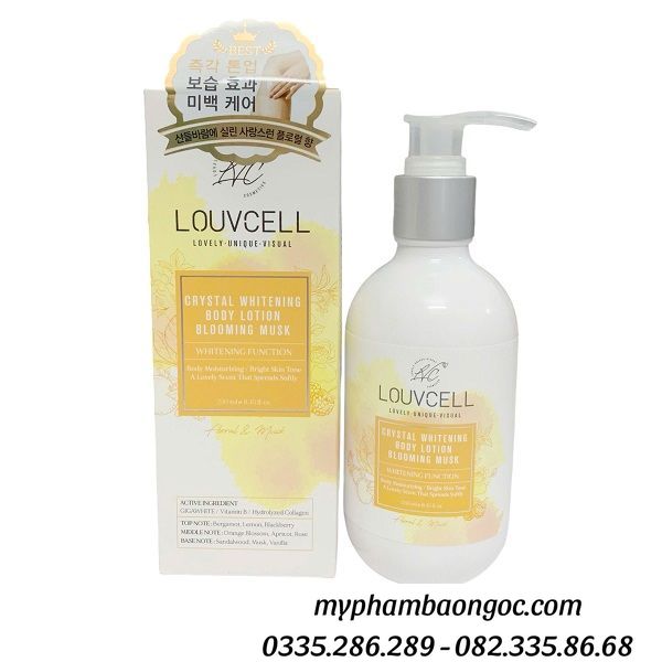 Dưỡng thể Louv Cell Crystal Whitening Body Lotion Blooming Musk Hương hoa xuân