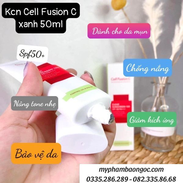 KEM CHỐNG NẮNG CELL FUSION C XANH DÀNH CHO DA MỤN HÀN QUỐC