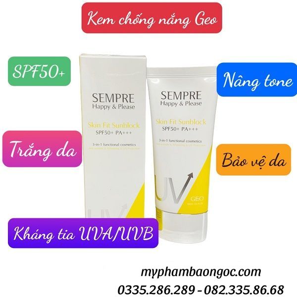 KEM CHỐNG NẮNG GEO SEMPRE HAPPY PLEASE CHỈ SỐ CAO NÂNG TONE