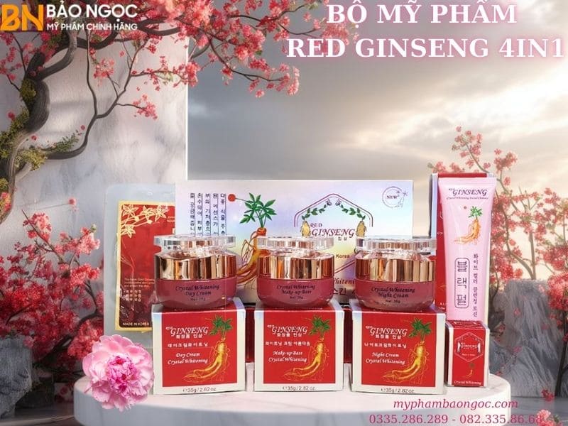 BỘ MỸ PHẨM NHÂN SÂM TRỊ NÁM DƯỠNG TRẮNG DA RED GINSENG 5IN1