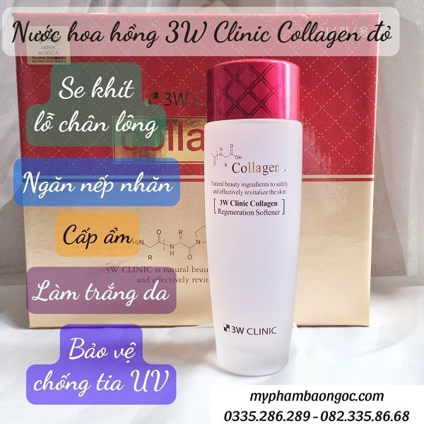 NƯỚC HOA HỒNG 3W CLINIC ĐỎ COLLAGEN HÀN QUỐC 150ML