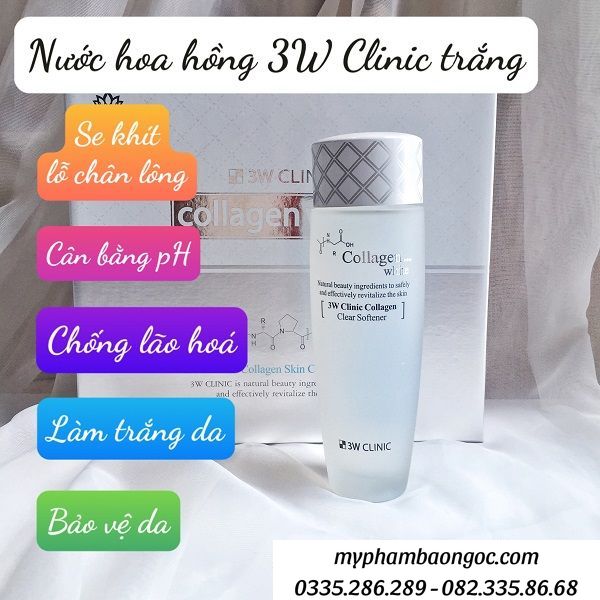 NƯỚC HOA HỒNG 3W CLINIC TRẮNG COLLAGEN HÀN QUỐC 150ML