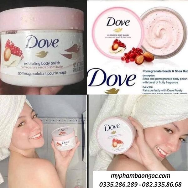 TẨY DA CHẾT DOVE BẢN MỸ TOÀN THÂN SẠCH TRẮNG SÁNG MỊN DA